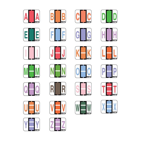 Tabbie - Filing Label - Large - A thru Z + MC 1" x 1-1/4" Assorted